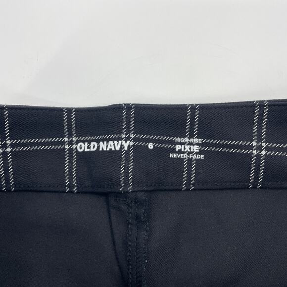 OLD NAVY Window Pane Pixie Pant Womens Size 6 Black White Tapered Dark Academia - Picture 2 of 10